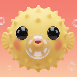 Fishbonbon icon: Globi, a yellow pufferfish blowing a bubble